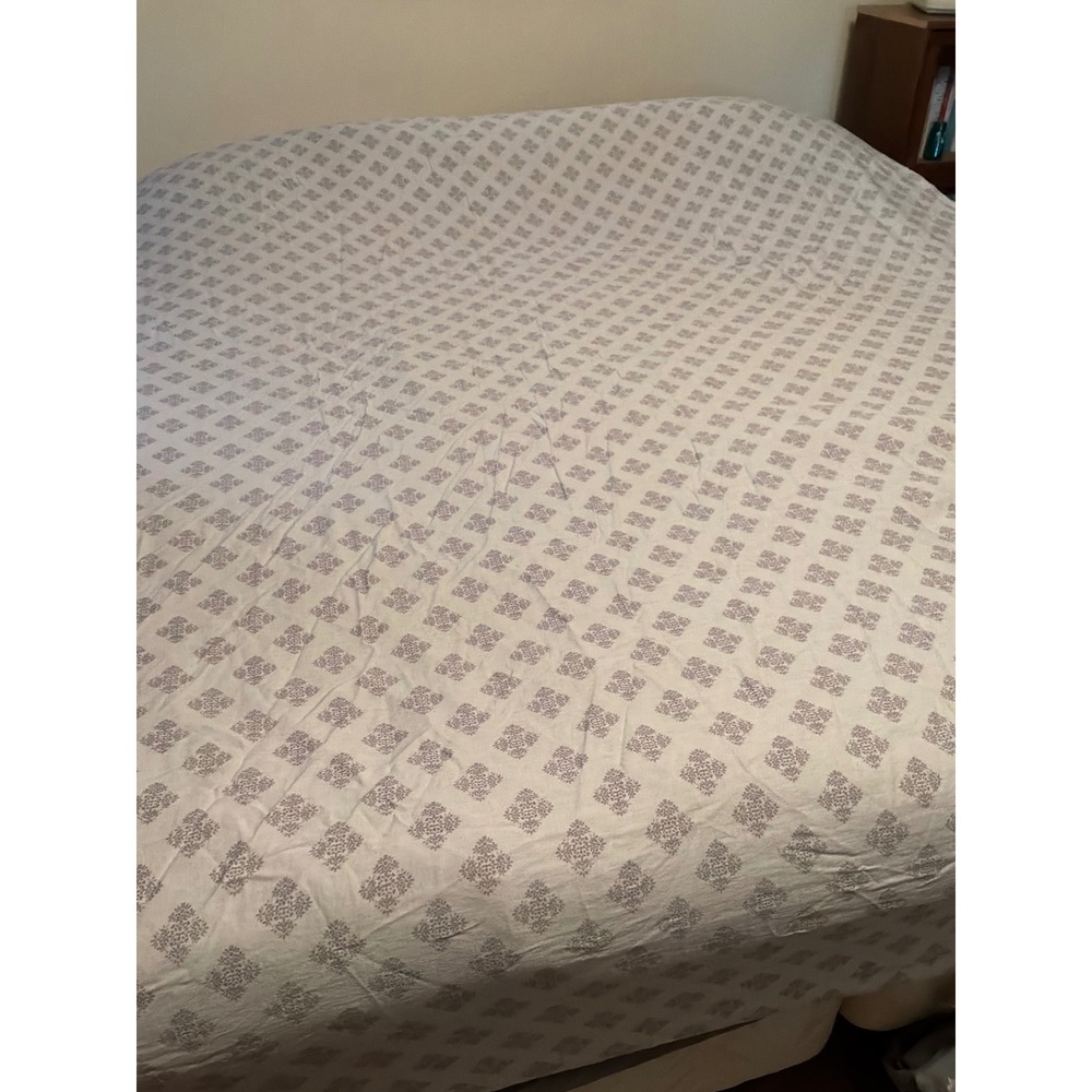 Rachel Ashwell Sheet‎ Set Unisex Full White Purple Good Damask Floral Cotton